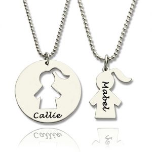 Puzzle Mother Daughter Name Necklace Set