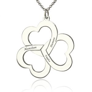 Triple Hearts and Names Necklace