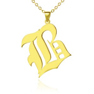 Gold Old English Initial Letter Pendant