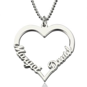 Cut Out Name Heart Necklace Personalized