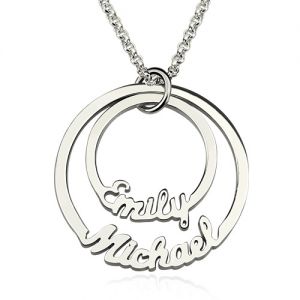 Double Ring Necklace Cut Out Names