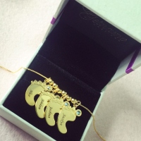 Gold Mothers Baby Feet Charm Necklace