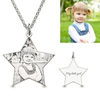 Pentagram Photo Charm Necklace In Sterling Silver