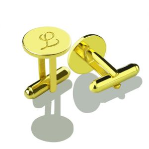 Personalized Gold Engraved Initial Cuff links