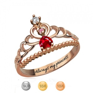 Fairytale Princess Tiara Birthstone Ring In Rose Gold