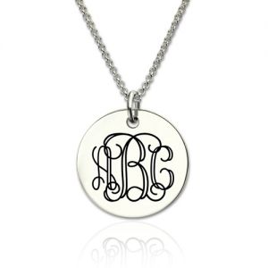 Personalized Engraved Disc Monogram Necklace