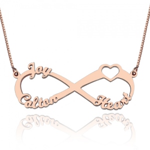 three name infinity necklace rose gol