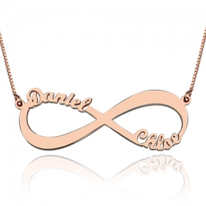 two name infinity necklace rose gold