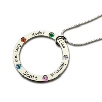 Grandmother's Circle Necklace with Name & Birthstone