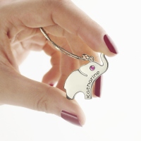 Personalized Engraved Kid's Elephant Name Necklace Sterling Silver
