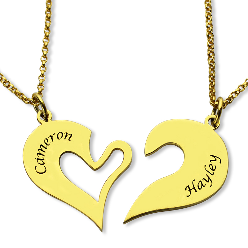 Gold Couples Breakable Heart Necklace