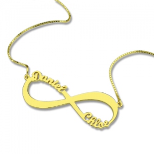 two name infinity necklace gold