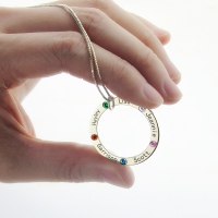 Grandmother's Circle Necklace with Name & Birthstone