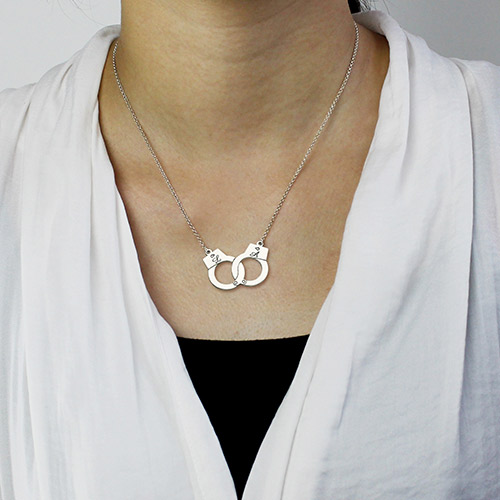 Personalized Engraved Initial Handcuff Necklace