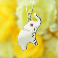 Personalized Engraved Kid's Elephant Name Necklace Sterling Silver