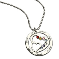 Mothers Day Gifts - Birthstones Heart in Heart Necklace