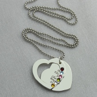 Heart Mother's Necklace with Names & Birthstones