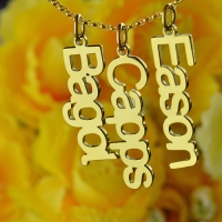 Customized Gold Vertical Multi Names Necklace