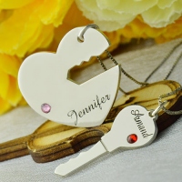  Key to My Heart Name Necklace With Birthstone