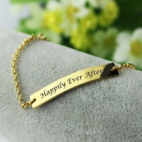 Gold Engraved Name Bar Bracelet