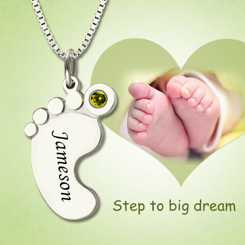 mother's day baby feet necklace