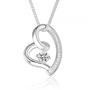 Valentines Day Diamond Heart Necklace Gifts For Her In Sterling Silver