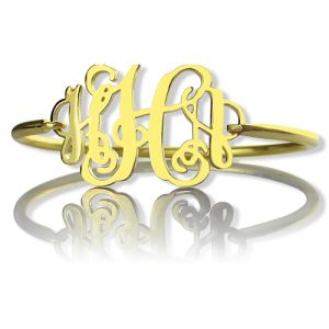 Custom Gold Monogram Initial Bangle Bracelet