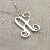 Silver Initial Heart Necklace