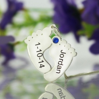 Baby Feet Memory Necklace Engraved Date & Name