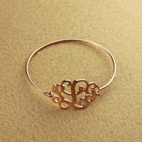 Rose Gold Monogram Initial Bangle Bracelet