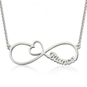 Personalized Valentines Arrow Infinity Necklace Sterling Silver