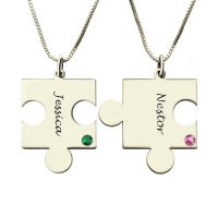 Puzzle Jigsaw Necklace Set Engraved Name
