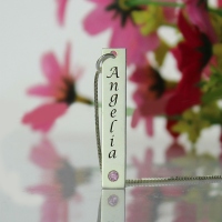 Vertical Name Tag with Birthstone