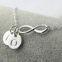 Infinity Disc Initial Charm Necklace