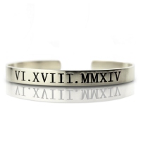 Roman Numeral Date Cuff Bracelet
