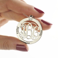 Circle Monogram Necklace Engraved Name - For Mom or Grandma