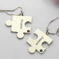 Puzzle Jigsaw Necklace Set Engraved Name