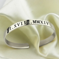 Roman Numeral Date Cuff Bracelet