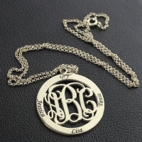 Circle Monogram Necklace Engraved Name - For Mom or Grandma